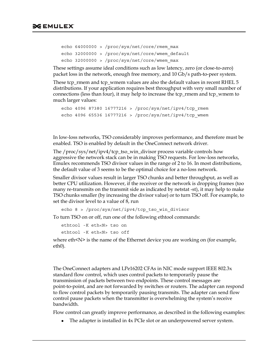 Tcp segmentation offload (tso), Flow control | Dell Emulex Family of Adapters User Manual | Page 869 / 1815