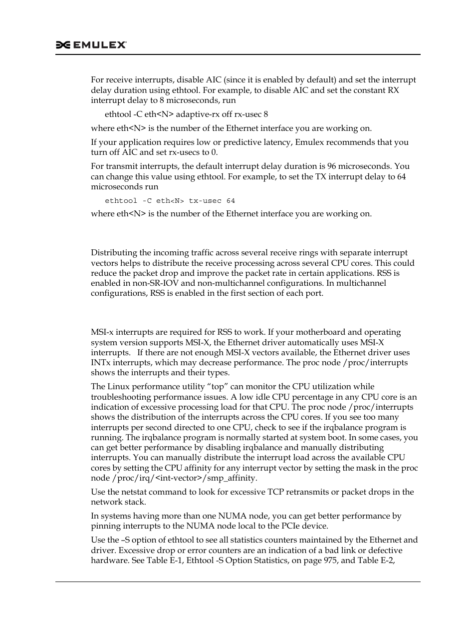 Receive side scaling (rss), Analyzing performance issues | Dell Emulex Family of Adapters User Manual | Page 872 / 1815