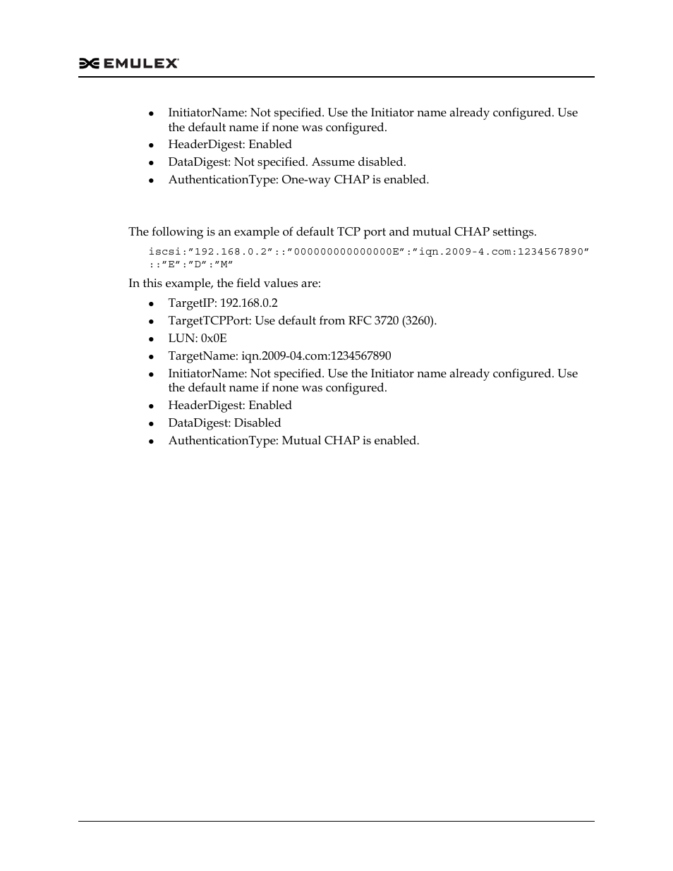 Default tcp and mutual chap settings example | Dell Emulex Family of Adapters User Manual | Page 972 / 1815