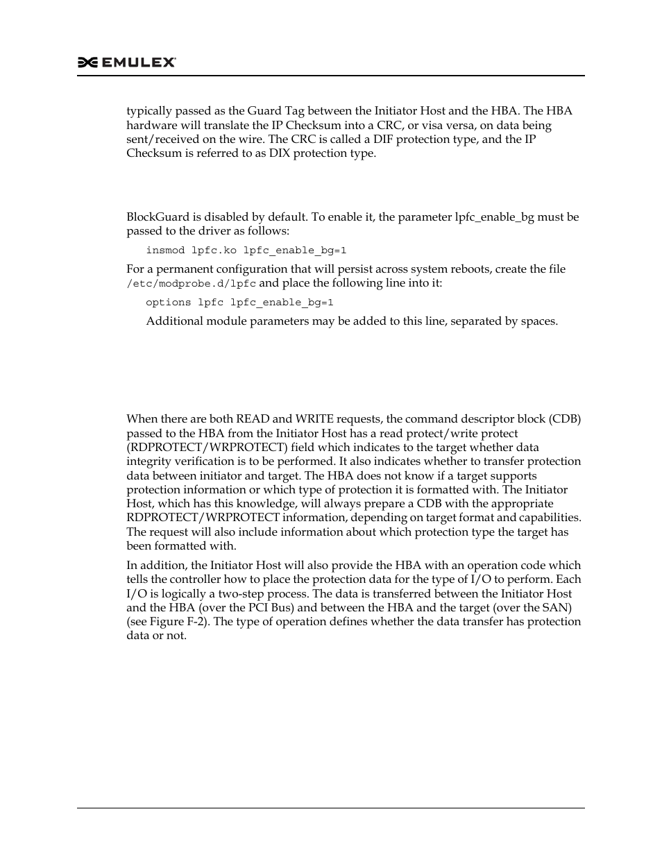 Enabling blockguard, Scsi command support, Scsi operation codes | Enabling blockguard scsi command support | Dell Emulex Family of Adapters User Manual | Page 979 / 1815