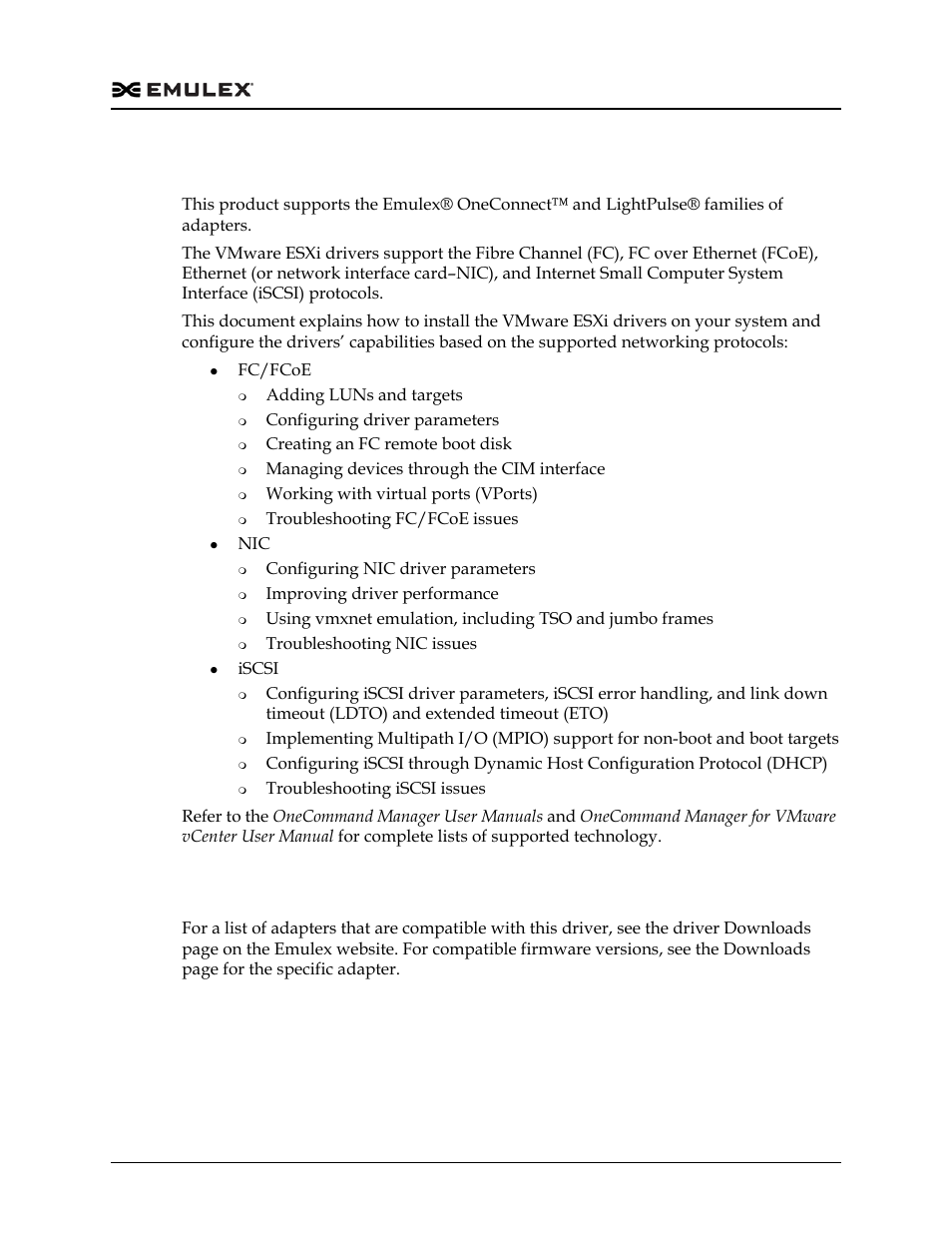 Introduction, Esxi compatibility | Dell Emulex Family of Adapters User Manual | Page 987 / 1815