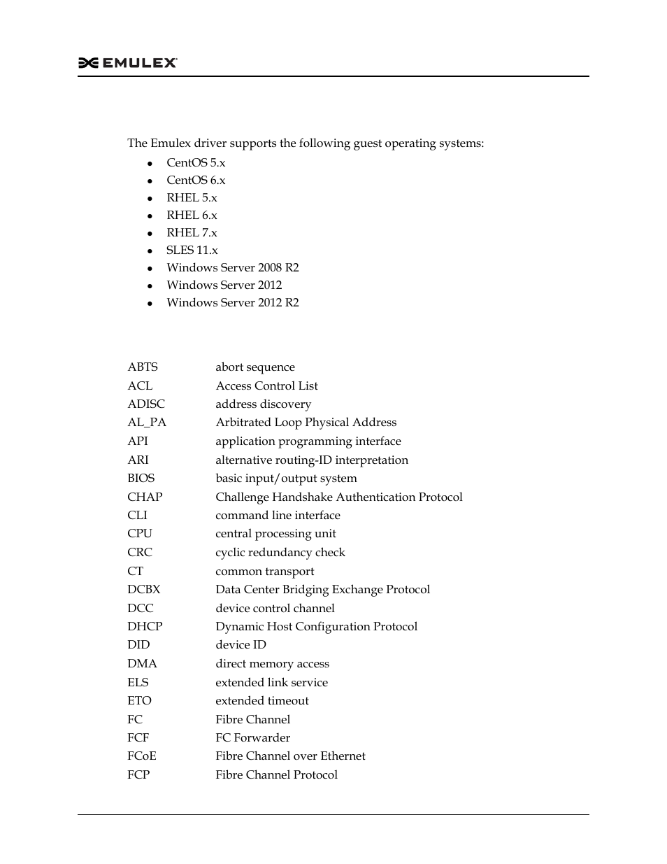 Supported guest operating systems, Abbreviations, Supported guest operating systems abbreviations | Dell Emulex Family of Adapters User Manual | Page 988 / 1815