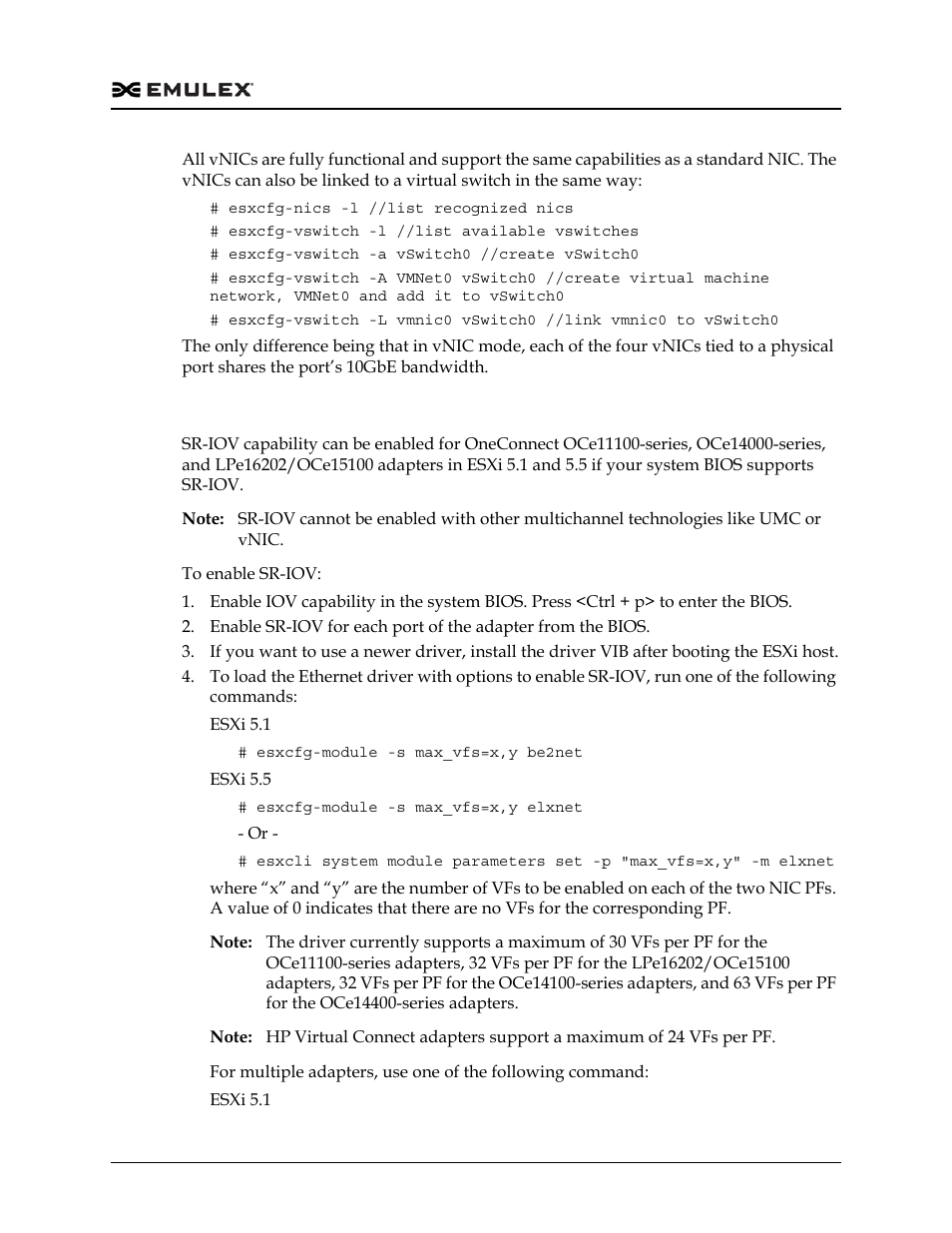 Enabling sr-iov in esxi 5.1 and 5.5 | Dell Emulex Family of Adapters User Manual | Page 998 / 1815