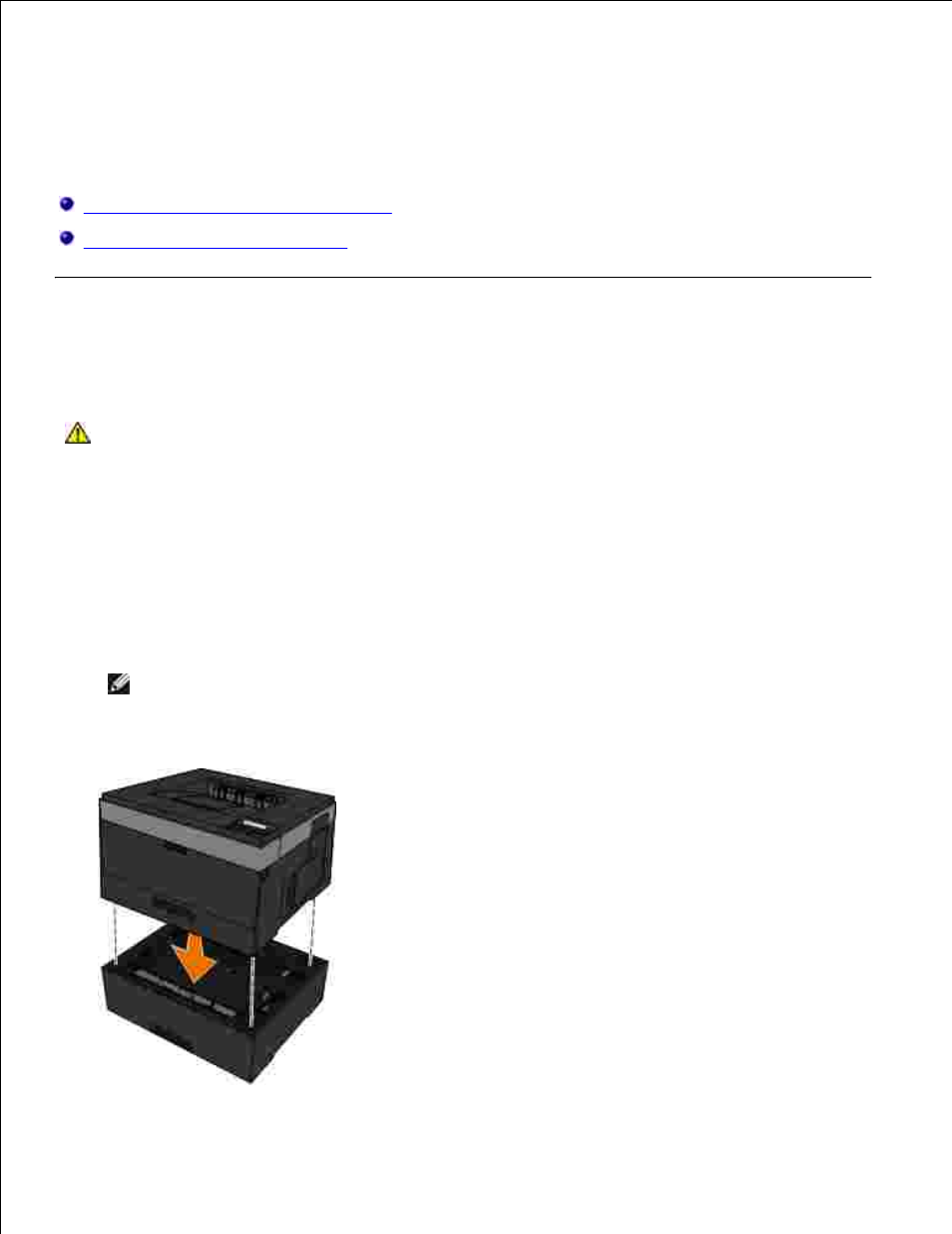 Installing optional hardware, Installing the 550-sheet optional drawer | Dell 2350d/dn Mono Laser Printer User Manual | Page 44 / 181