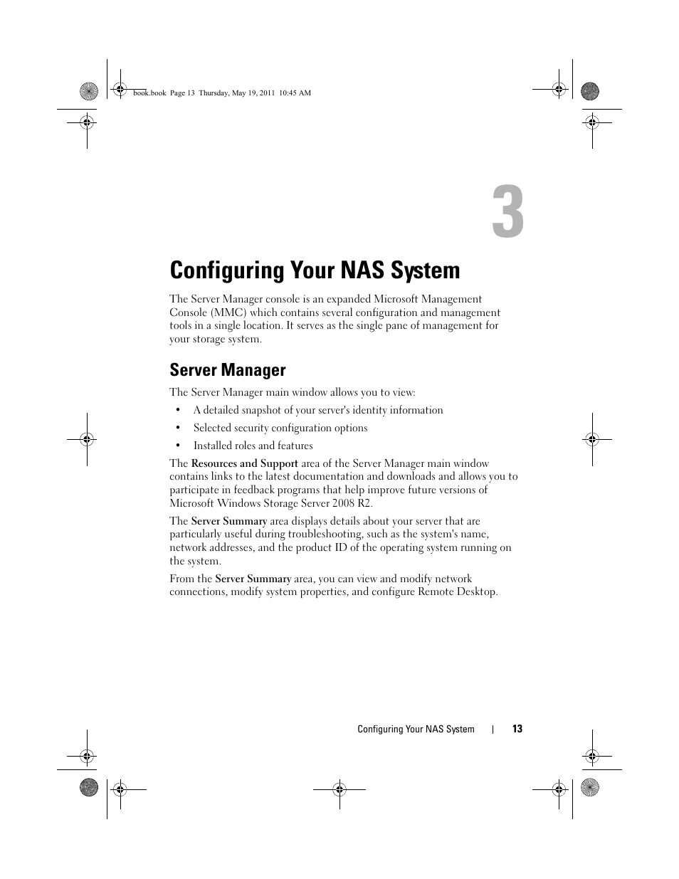 Configuring your nas system, Server manager | Dell PowerVault NX300 User Manual | Page 13 / 50