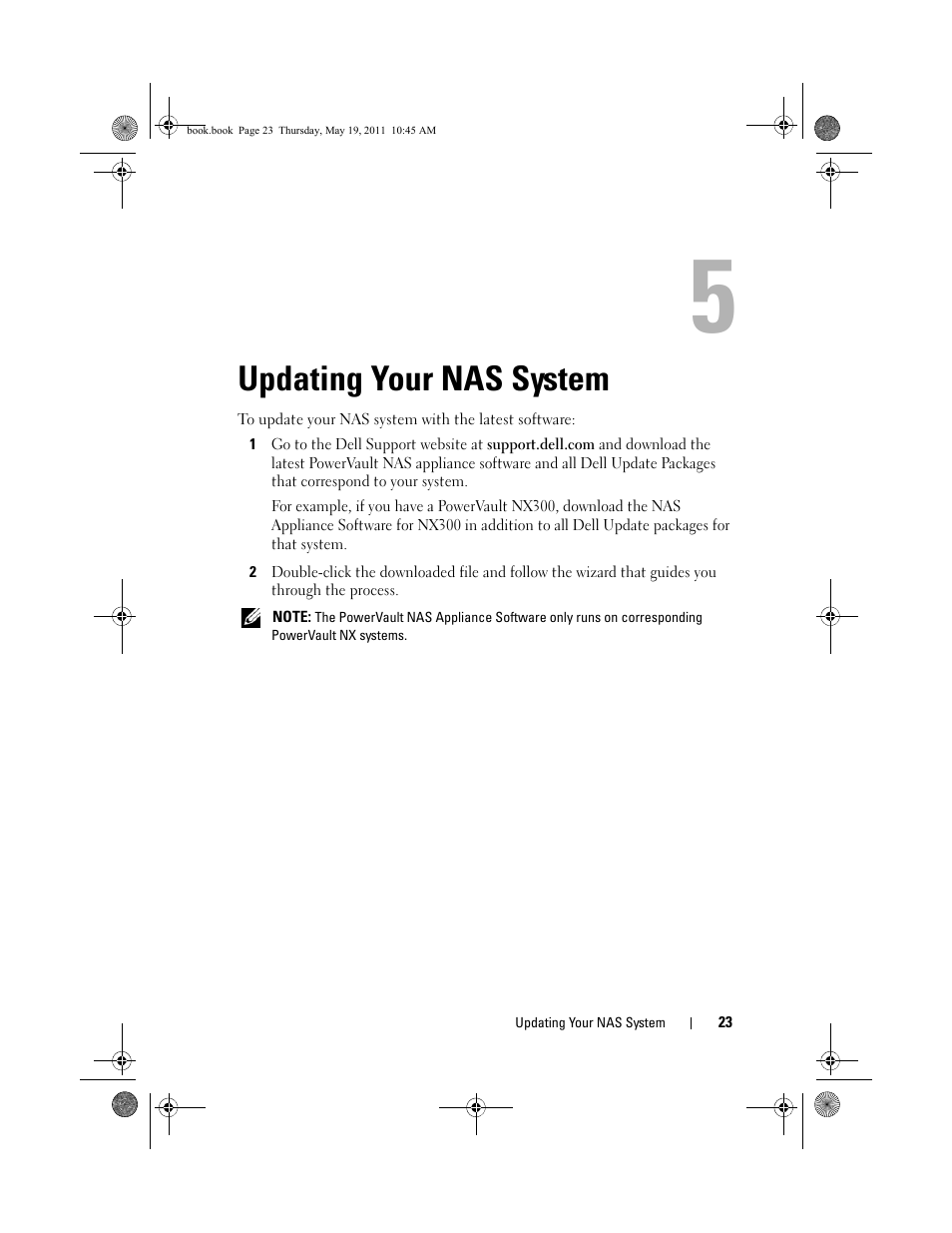 Updating your nas system | Dell PowerVault NX300 User Manual | Page 23 / 50