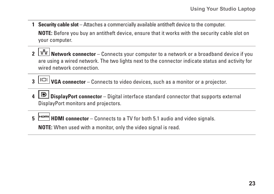 Dell Studio 1745 (Mid 2009) User Manual | Page 25 / 96