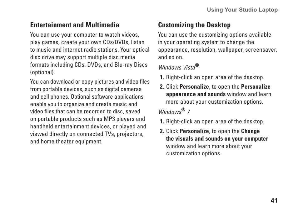 Dell Studio 1745 (Mid 2009) User Manual | Page 43 / 96