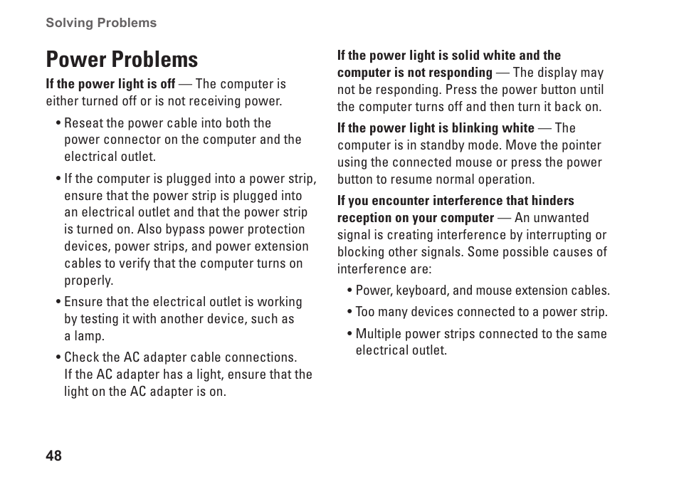 Power problems | Dell Studio 1745 (Mid 2009) User Manual | Page 50 / 96