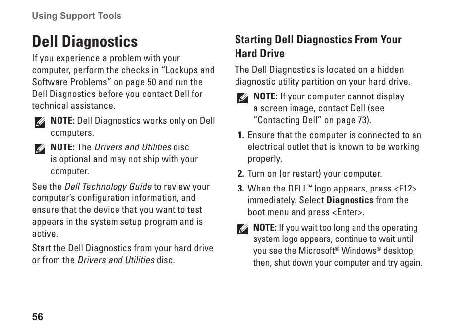 Dell diagnostics | Dell Studio 1745 (Mid 2009) User Manual | Page 58 / 96