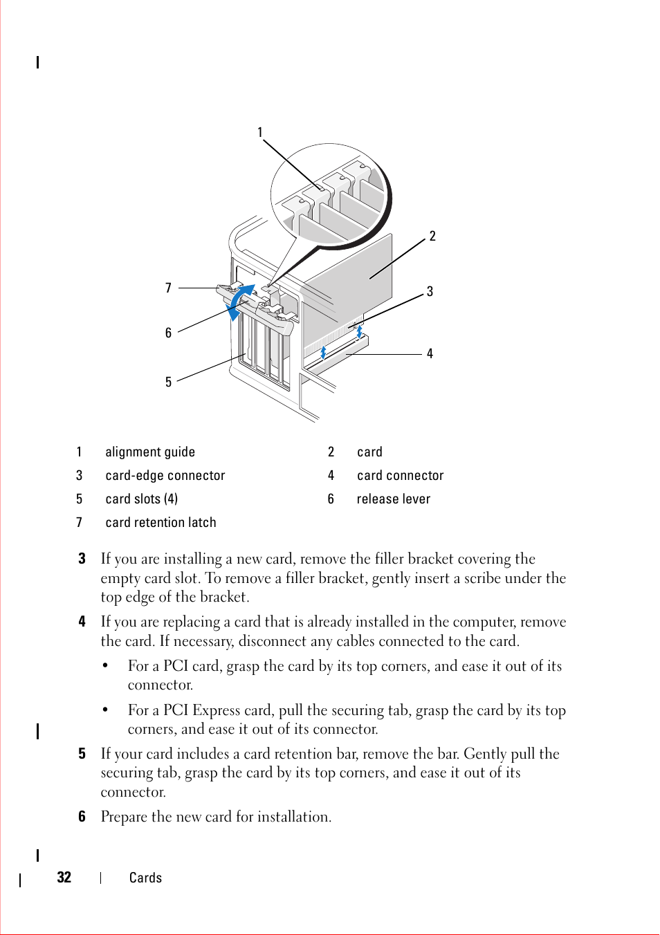 6 prepare the new card for installation | Dell OptiPlex 360 (Late 2008) User Manual | Page 32 / 160