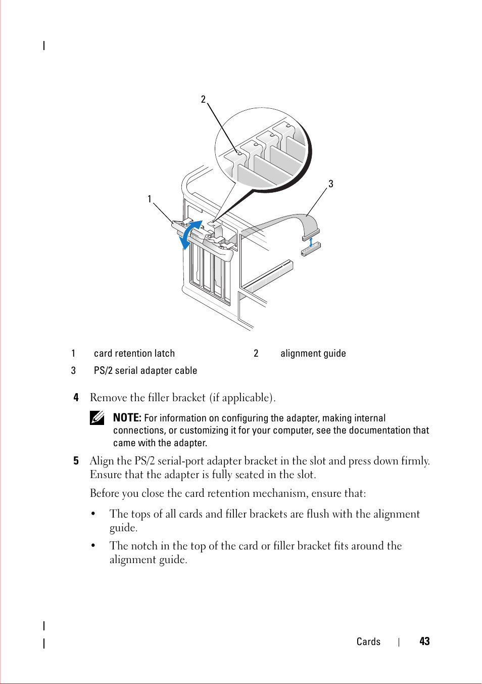 4 remove the filler bracket (if applicable) | Dell OptiPlex 360 (Late 2008) User Manual | Page 43 / 160