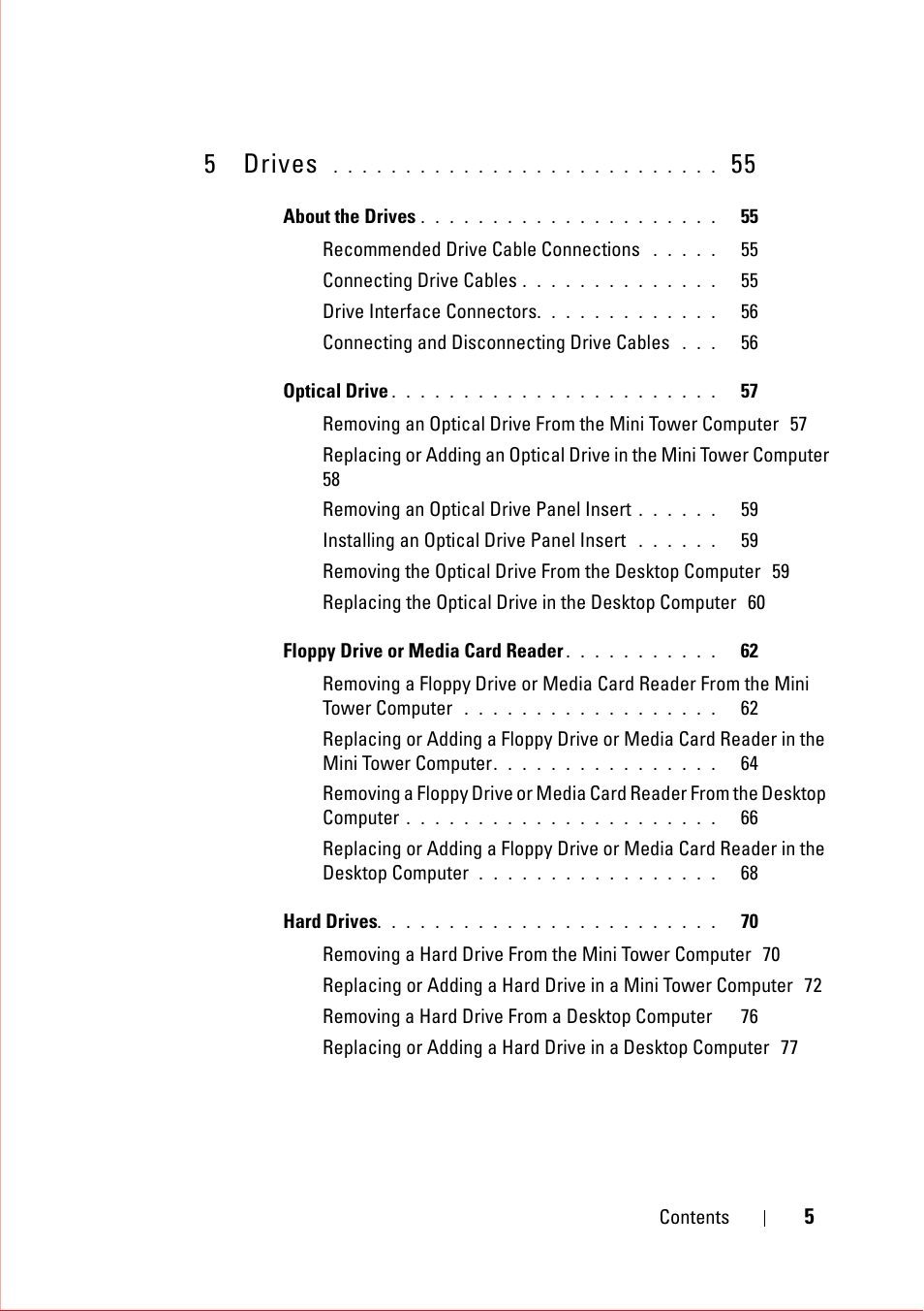 5 drives | Dell OptiPlex 360 (Late 2008) User Manual | Page 5 / 160