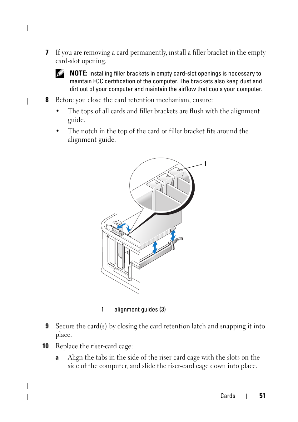 10 replace the riser-card cage | Dell OptiPlex 360 (Late 2008) User Manual | Page 51 / 160
