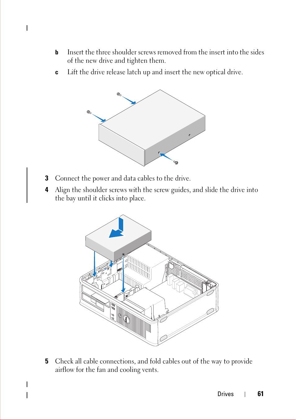 3 connect the power and data cables to the drive | Dell OptiPlex 360 (Late 2008) User Manual | Page 61 / 160