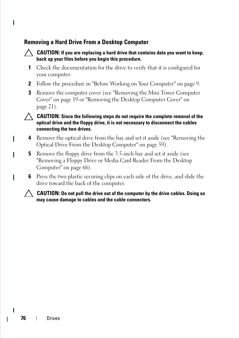 Removing a hard drive from a desktop computer | Dell OptiPlex 360 (Late 2008) User Manual | Page 76 / 160