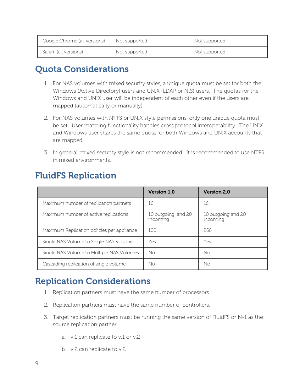 Quota considerations, Fluidfs replication, Replication considerations | Dell PowerVault NX3500 User Manual | Page 9 / 12