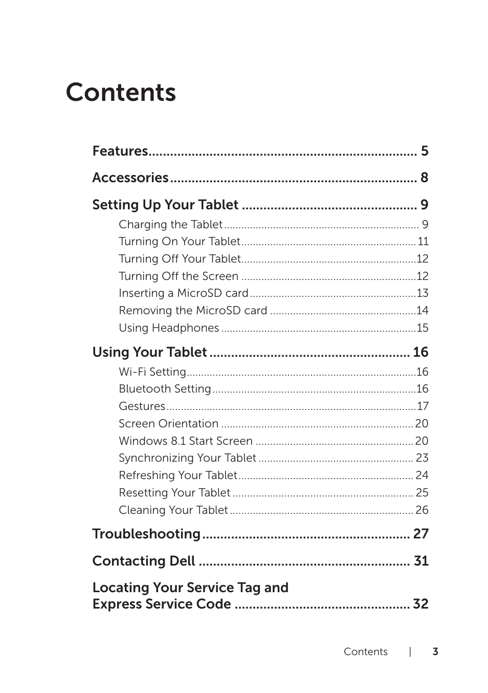 Dell Venue 8 Pro (3845, Late 2014) User Manual | Page 3 / 39