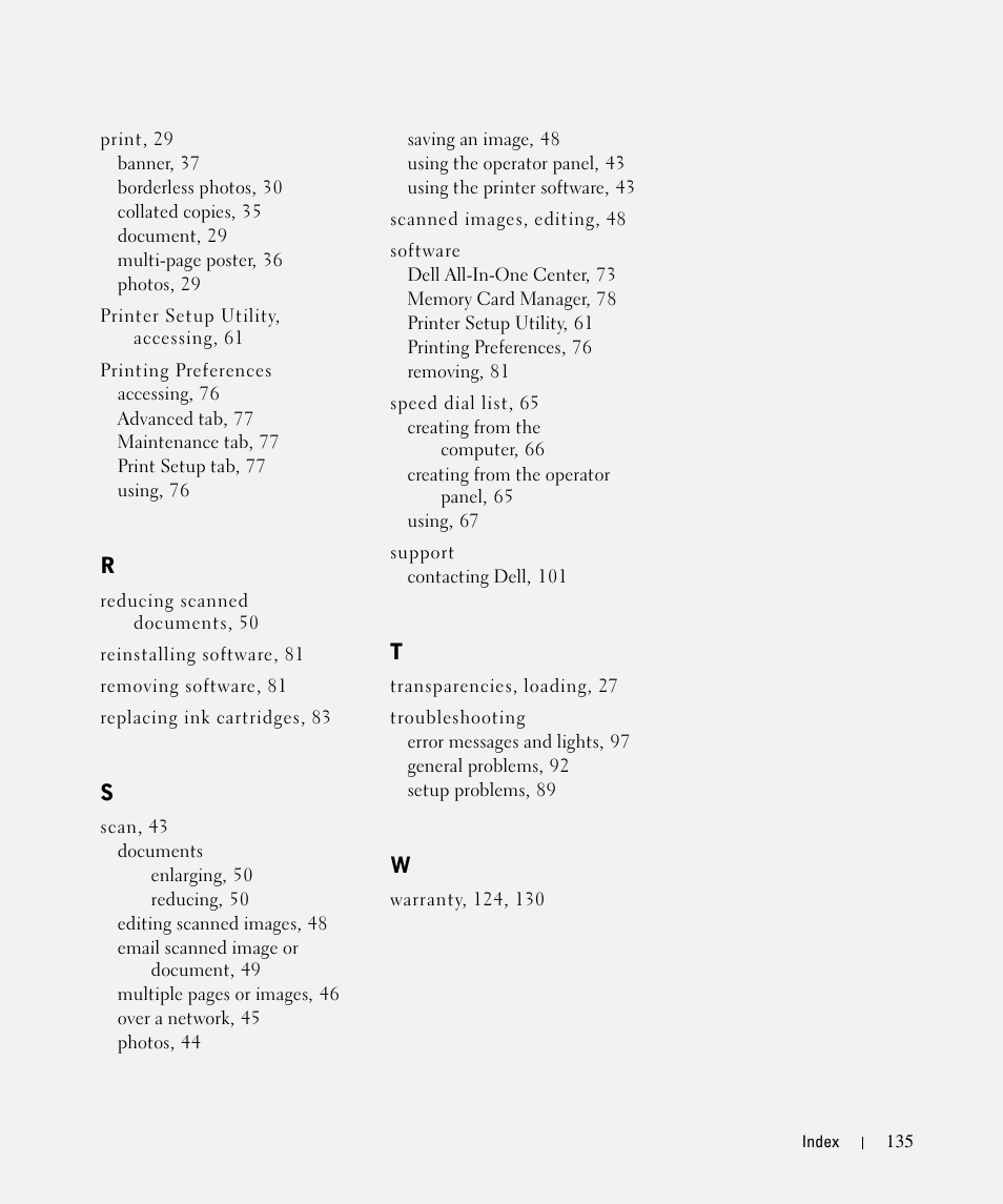 Dell 964 All In One Photo Printer User Manual | Page 135 / 136