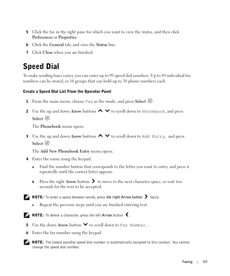 Speed dial | Dell 964 All In One Photo Printer User Manual | Page 65 / 136