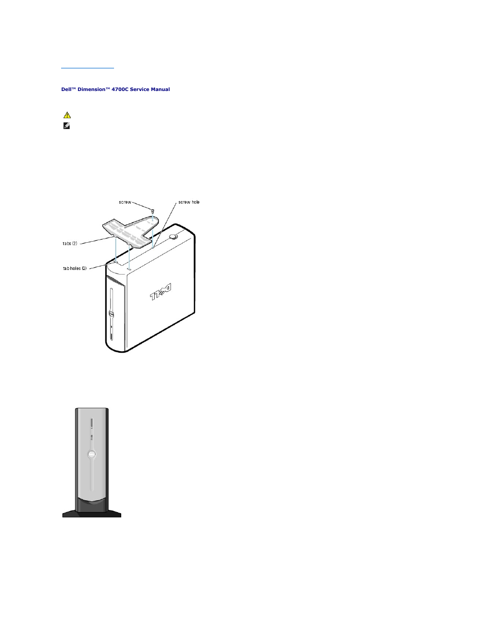 Attaching and removing the computer stand | Dell Dimension 4700C User Manual | Page 30 / 41