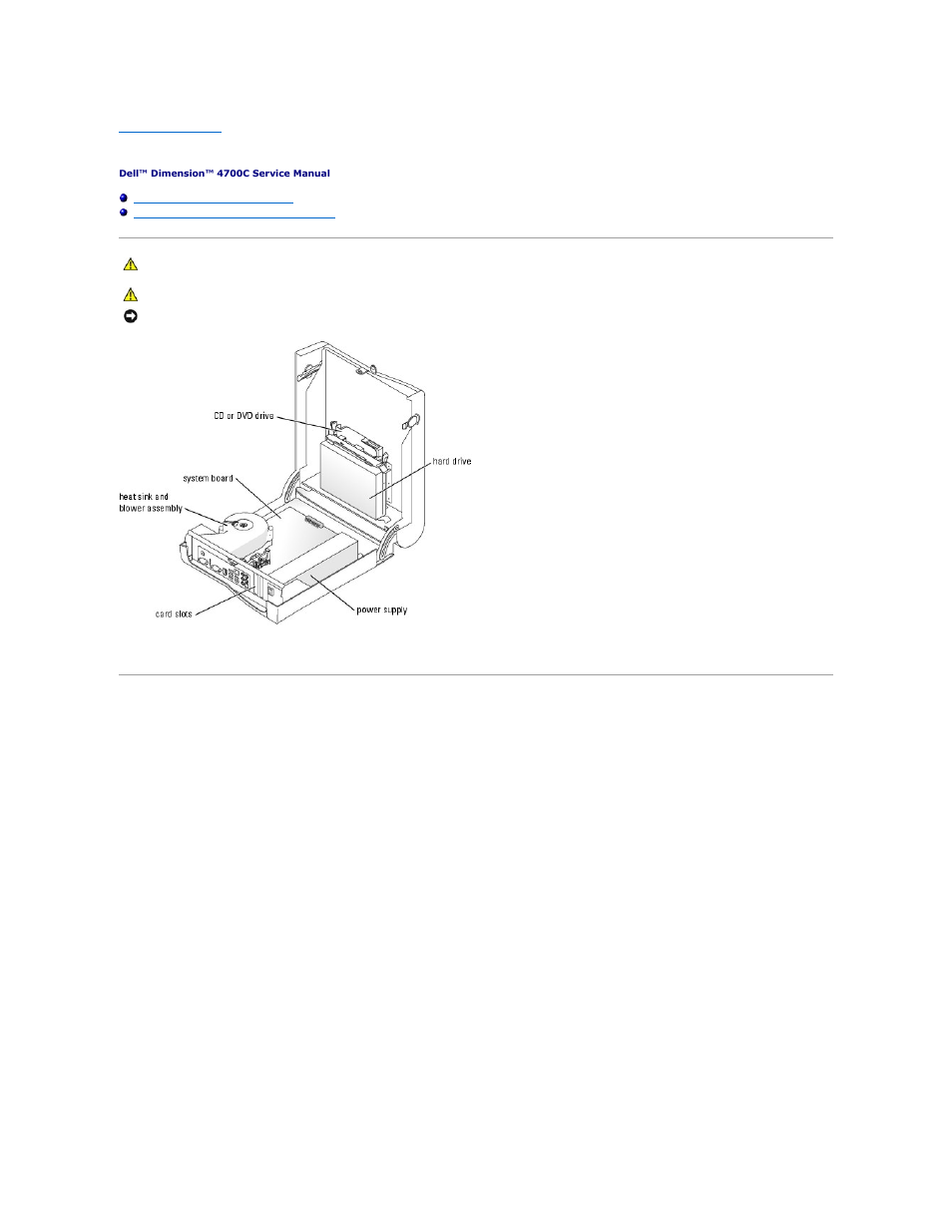 Inside view of your computer, Internal system board components | Dell Dimension 4700C User Manual | Page 37 / 41