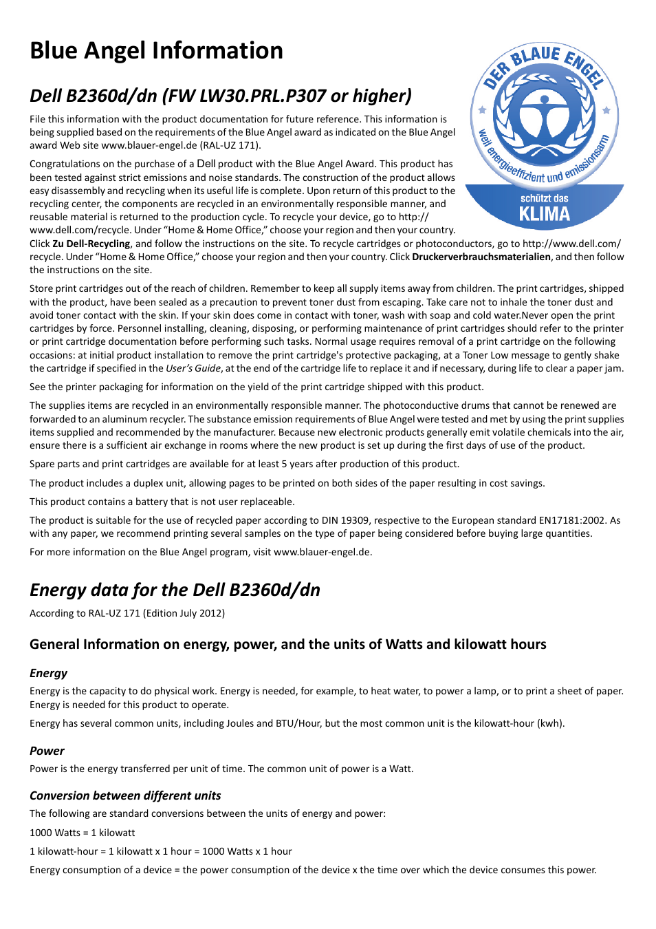 Dell B2360dn Mono Laser Printer User Manual | 4 pages