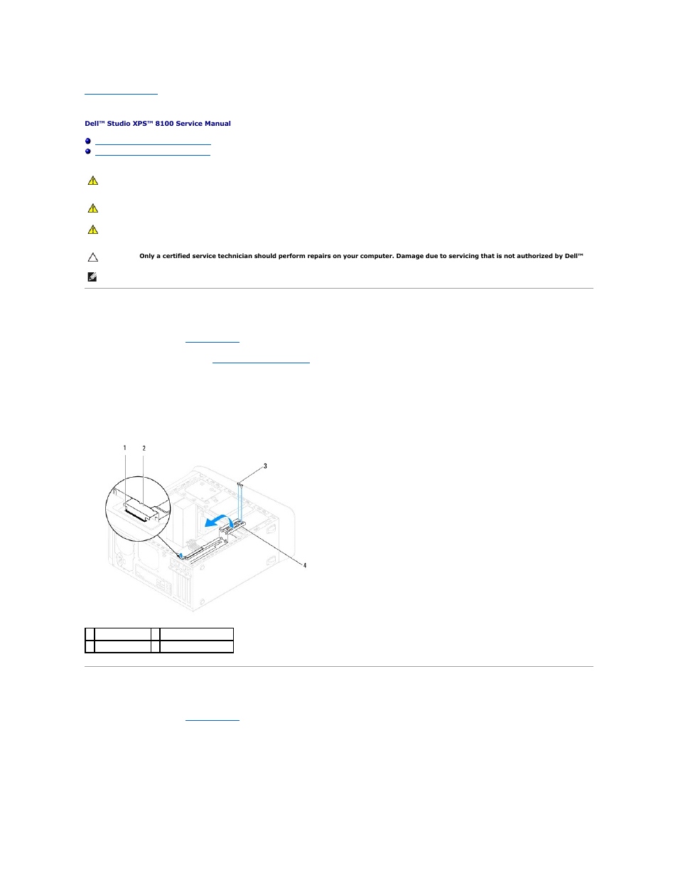 Graphics card bracket, Removing the graphics card bracket, Replacing the graphics card bracket | Dell Studio XPS 8100 (Late 2009) User Manual | Page 31 / 53