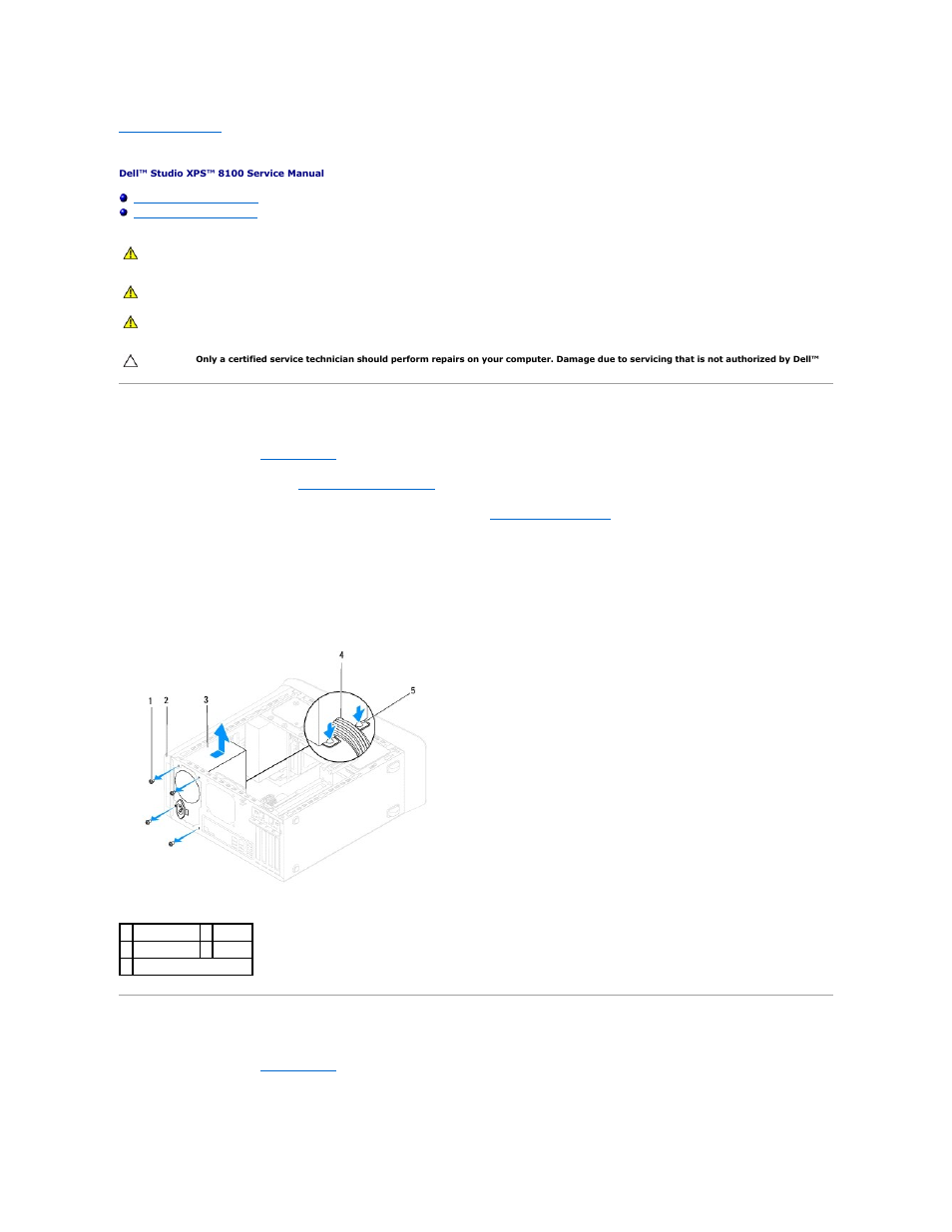 Power supply, Removing the power supply, Replacing the power supply | Dell Studio XPS 8100 (Late 2009) User Manual | Page 36 / 53