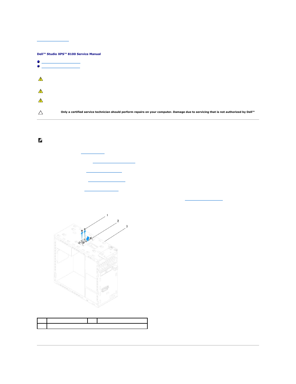 Top i/o panel, Removing the top i/o panel | Dell Studio XPS 8100 (Late 2009) User Manual | Page 52 / 53