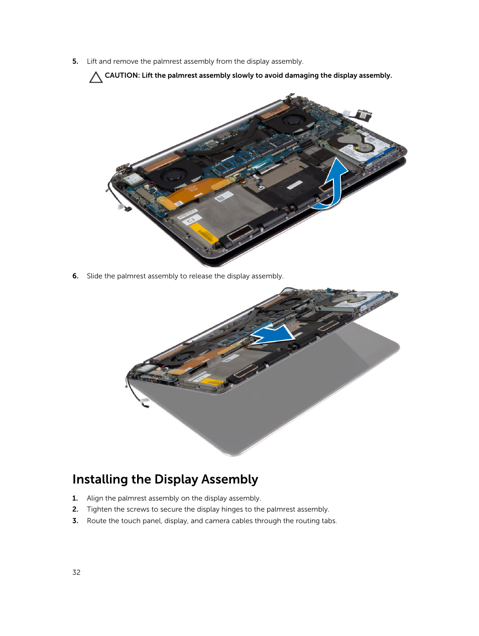 Installing the display assembly | Dell Precision M3800 (Late 2013) User Manual | Page 32 / 50