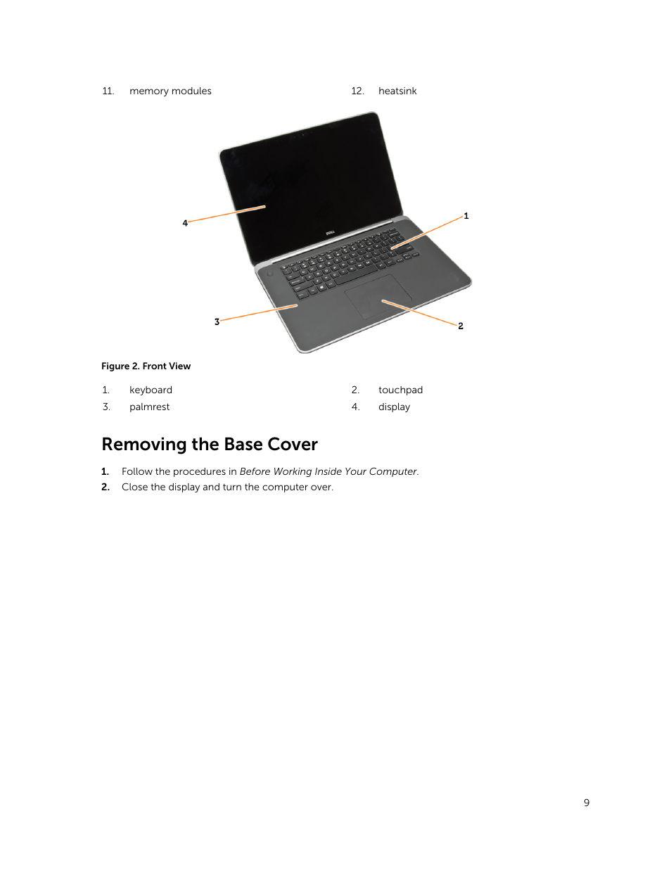 Removing the base cover | Dell Precision M3800 (Late 2013) User Manual | Page 9 / 50