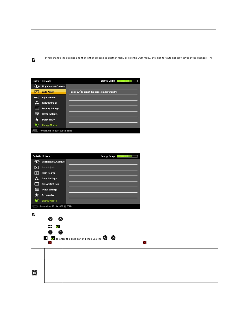 Using the on-screen display (osd) menu, Accessing the menu system | Dell G2410 Monitor User Manual | Page 15 / 33