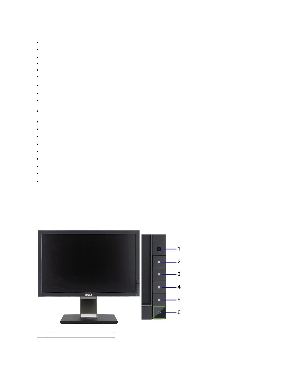 Identifying parts and controls, Front view | Dell G2410 Monitor User Manual | Page 3 / 33