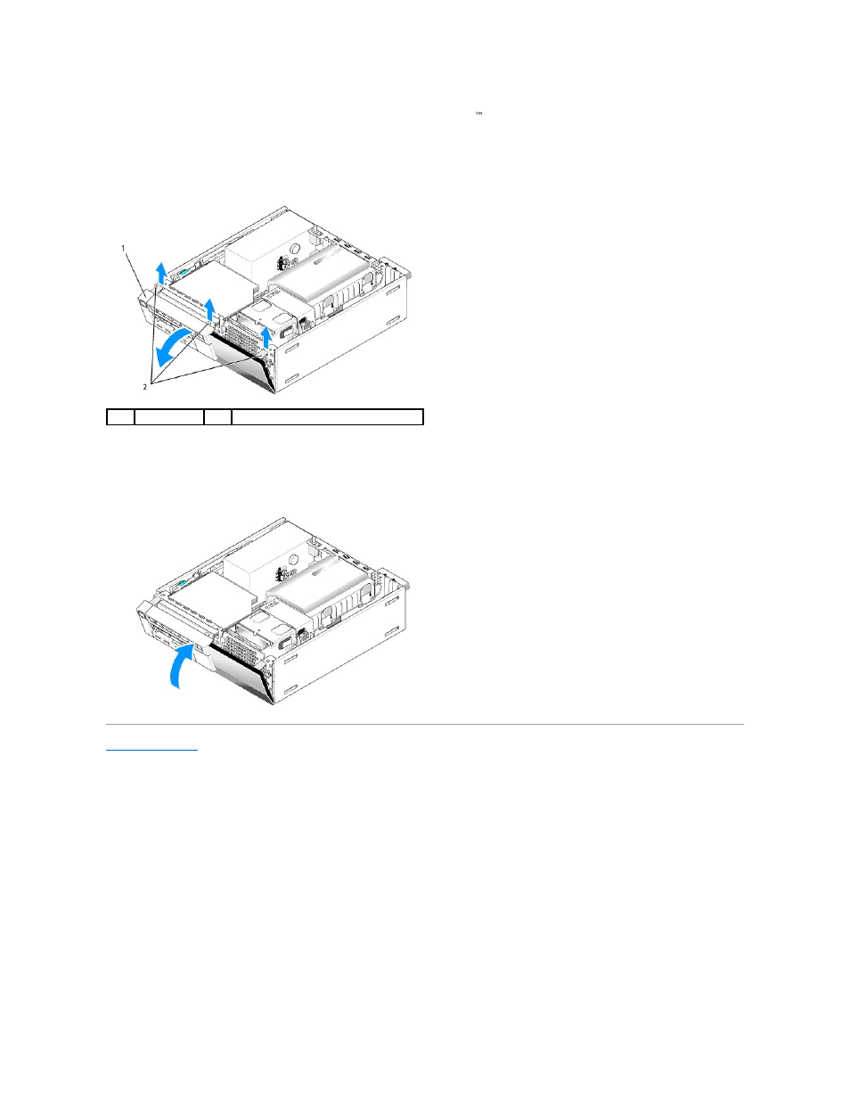 Remove the bezel (see, Remove the bezel, Replacing the bezel | Dell OptiPlex 960 (Late 2008) User Manual | Page 123 / 146