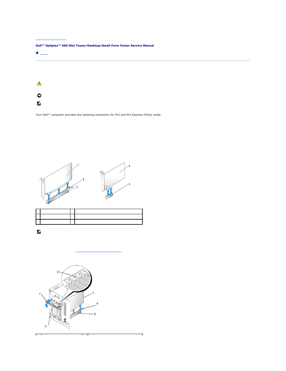 Cards, Installing a pci or pcie card | Dell OptiPlex 960 (Late 2008) User Manual | Page 55 / 146
