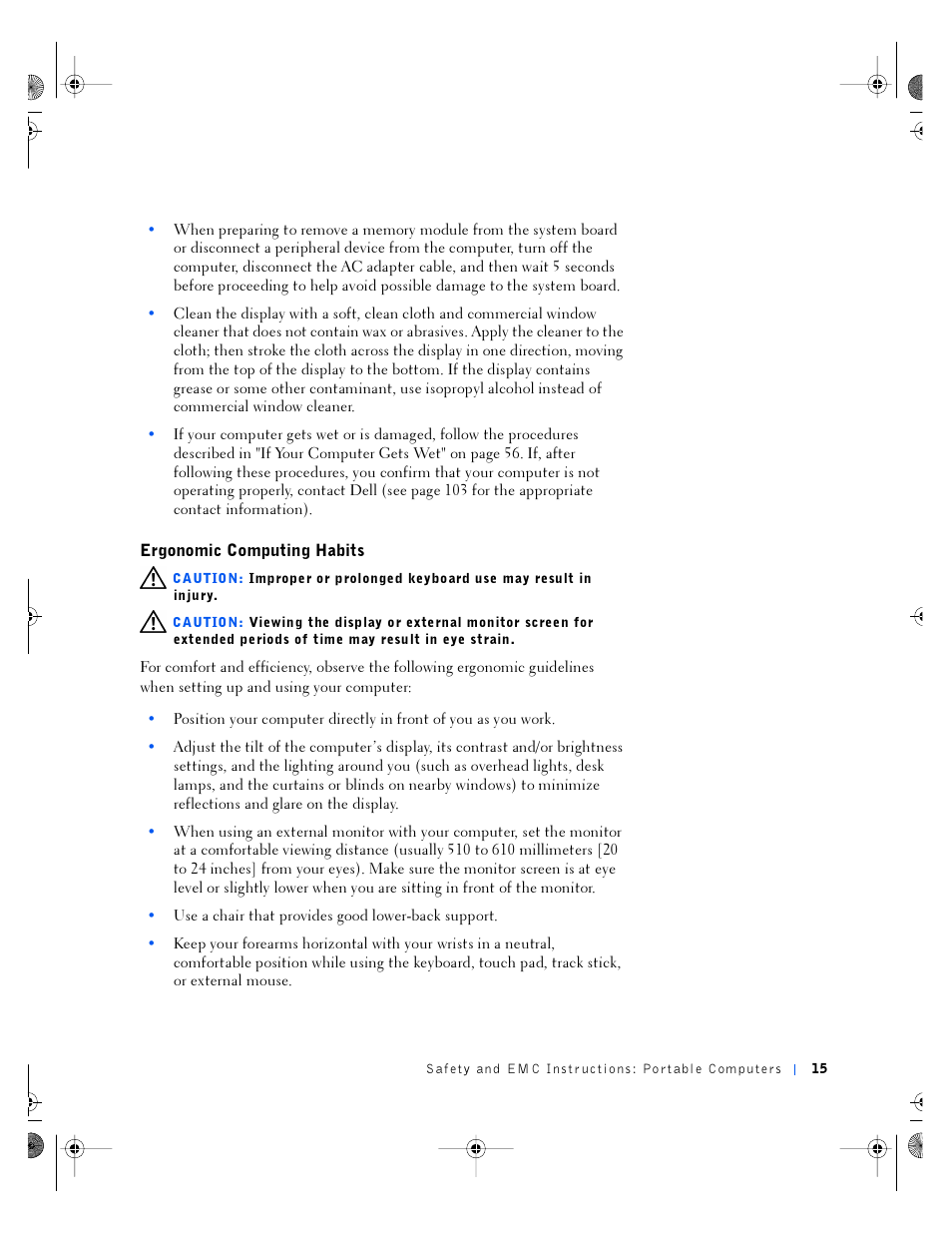 Ergonomic computing habits | Dell Inspiron 4100 User Manual | Page 15 / 146