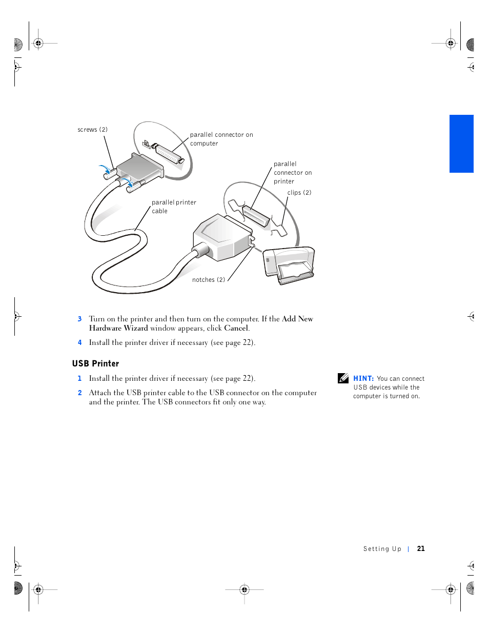 Usb printer | Dell Inspiron 4100 User Manual | Page 21 / 146