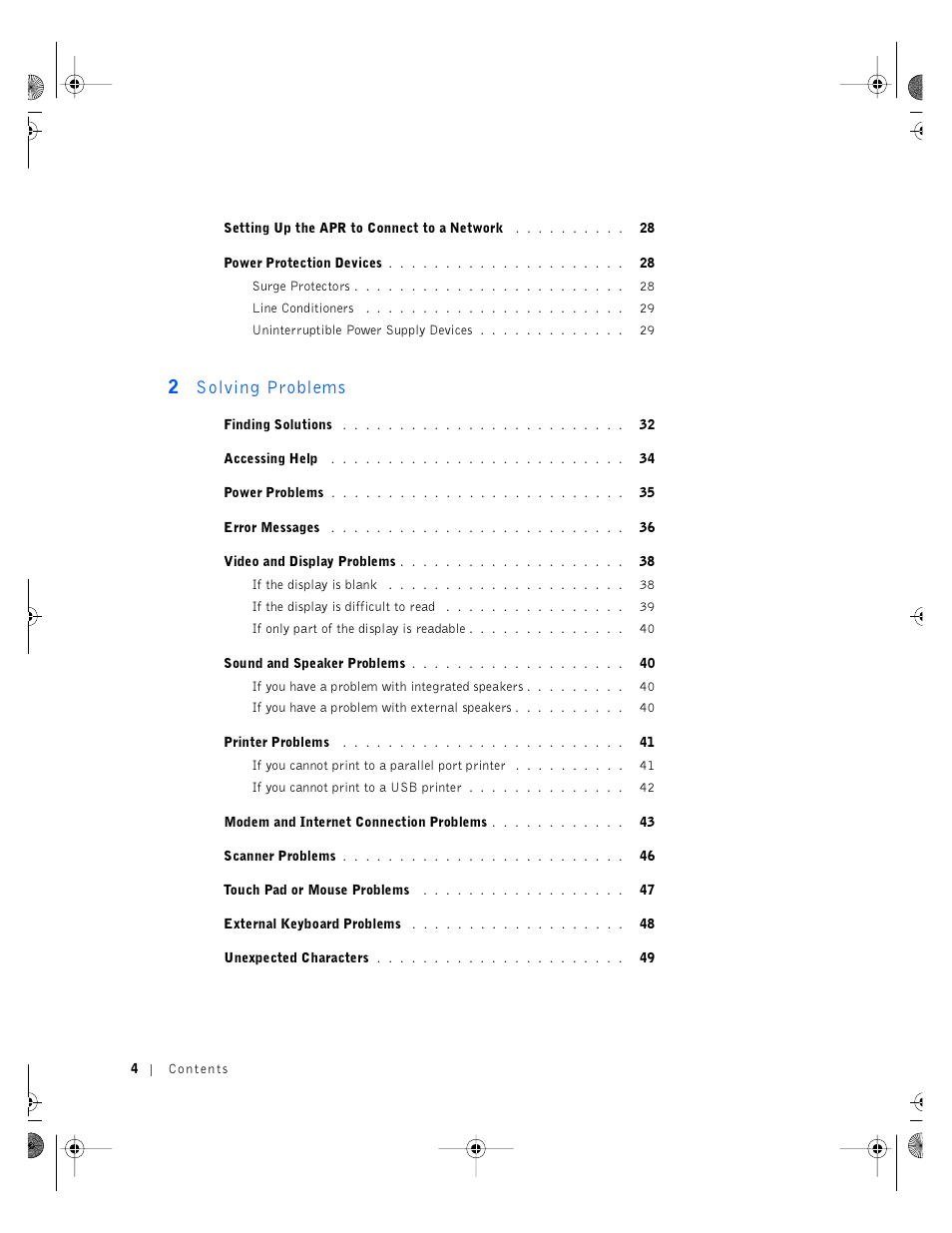 2 solving problems | Dell Inspiron 4100 User Manual | Page 4 / 146