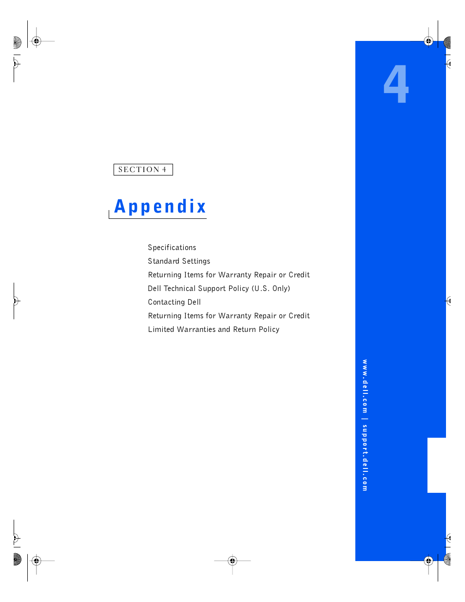 Appendix, 4 appendix | Dell Inspiron 4100 User Manual | Page 93 / 146