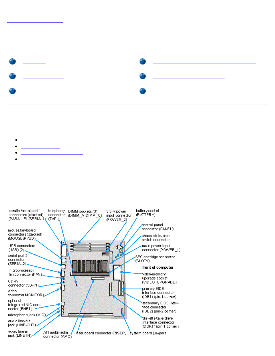 Installing system board options, Overview | Dell OptiPlex GX1 User Manual | Page 64 / 108