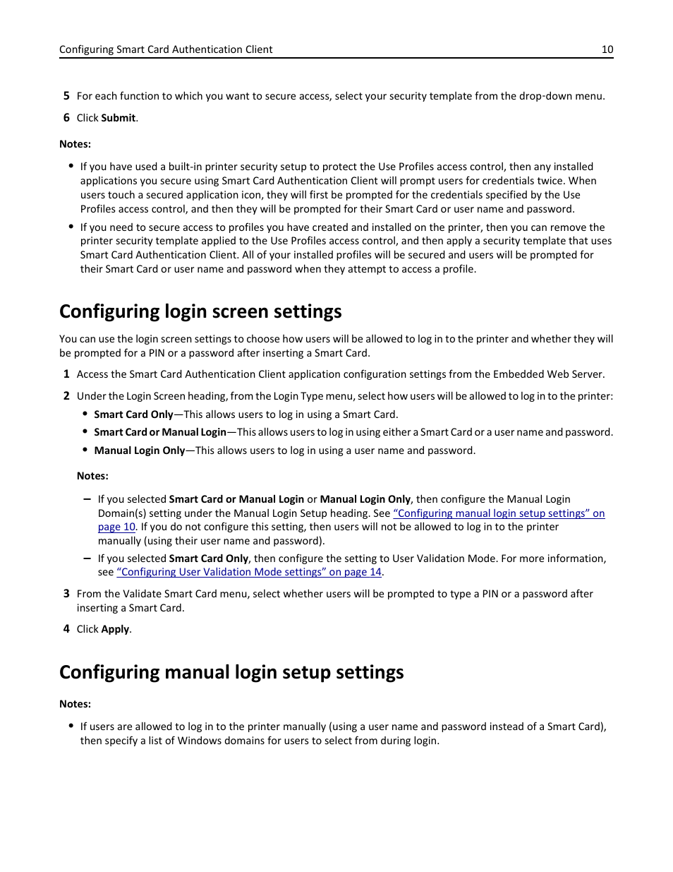 Configuring login screen settings, Configuring manual login setup settings | Dell B3460dn Mono Laser Printer User Manual | Page 10 / 35