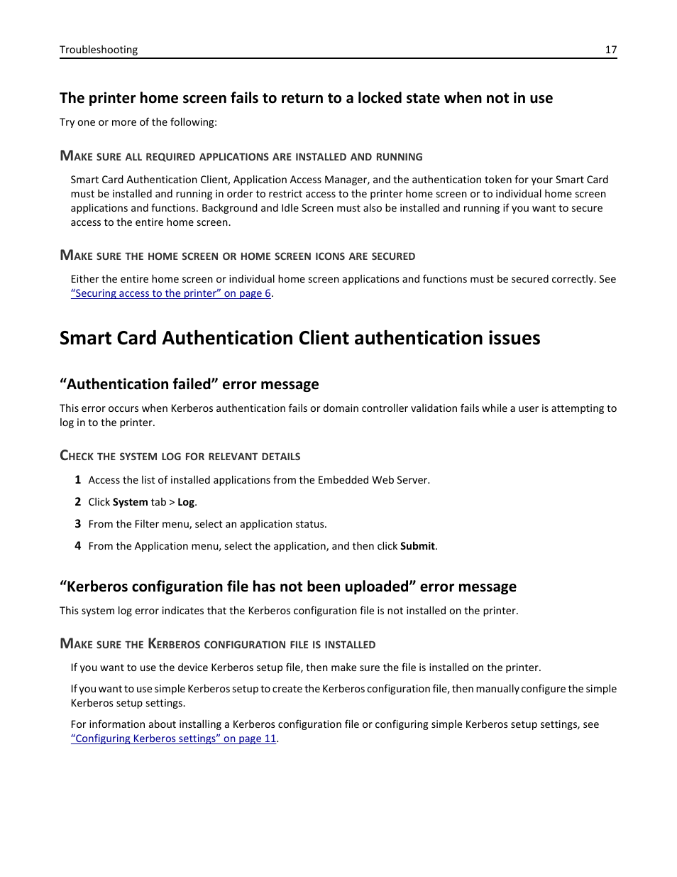 Authentication failed” error message, Check the system log for relevant details | Dell B3460dn Mono Laser Printer User Manual | Page 17 / 35