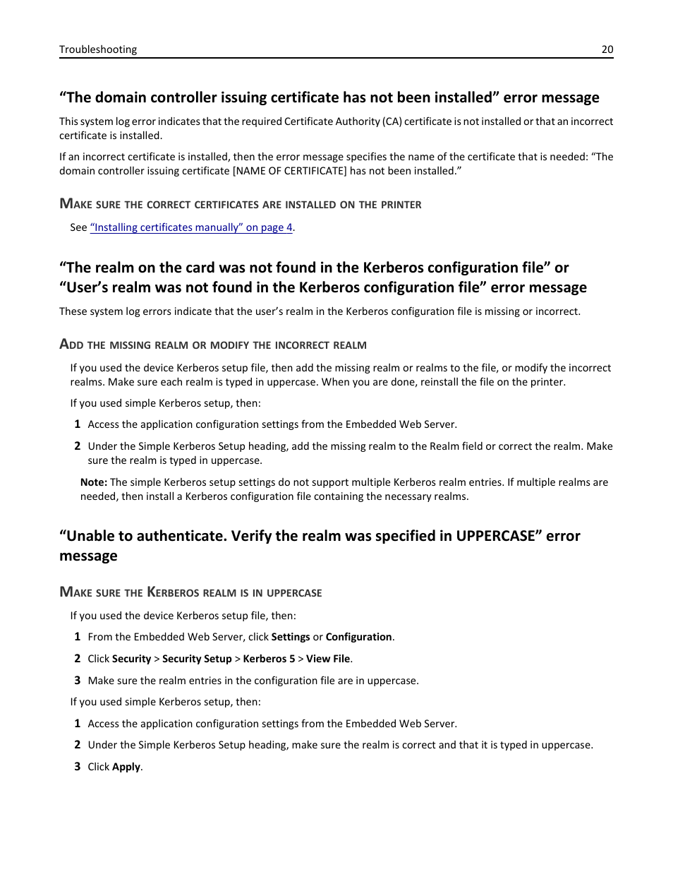 Make sure the kerberos realm is in uppercase | Dell B3460dn Mono Laser Printer User Manual | Page 20 / 35