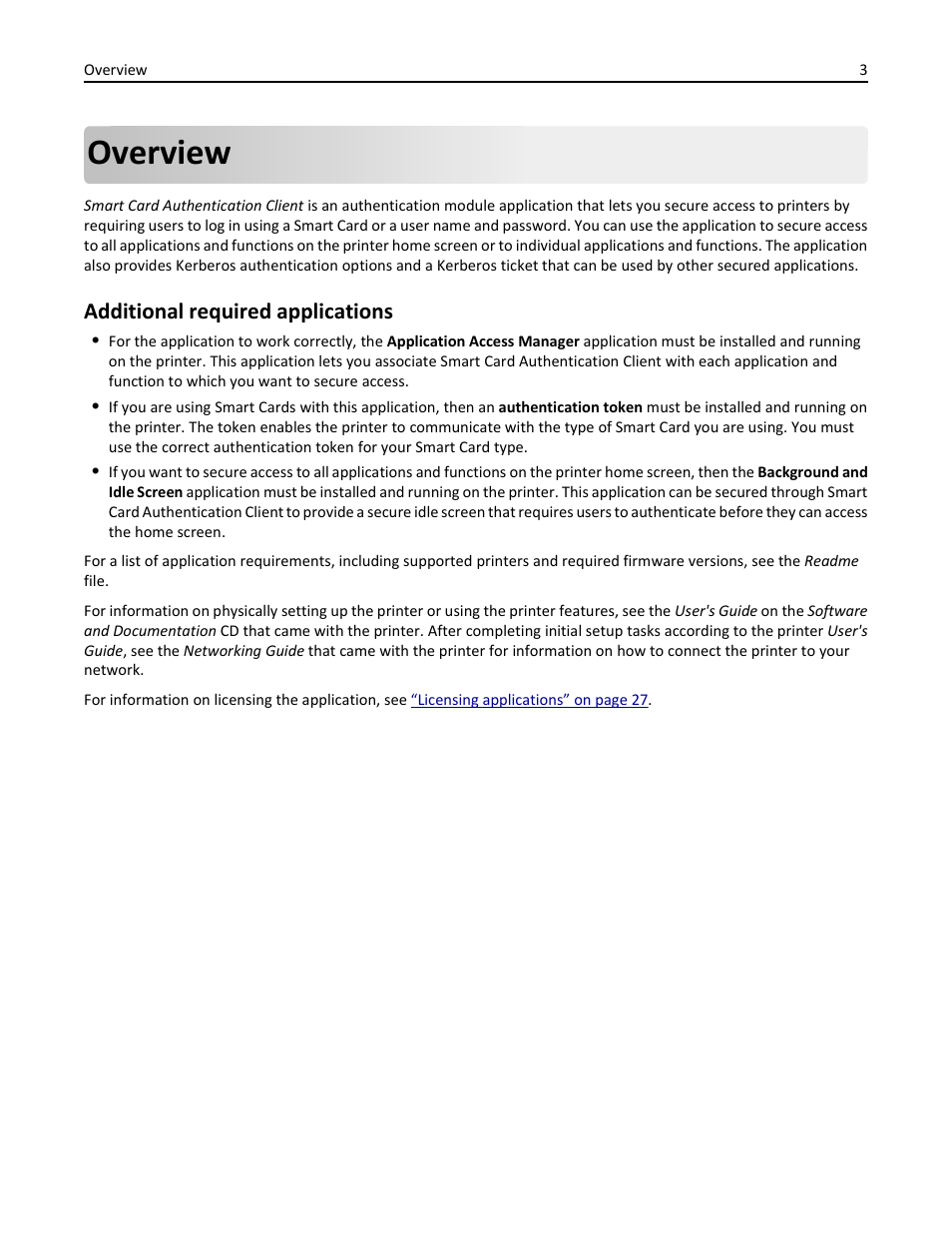 Overview, Additional required applications | Dell B3460dn Mono Laser Printer User Manual | Page 3 / 35