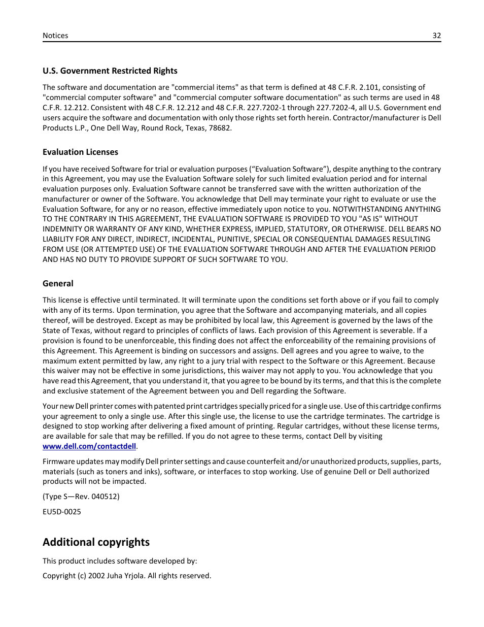 Additional copyrights | Dell B3460dn Mono Laser Printer User Manual | Page 32 / 35