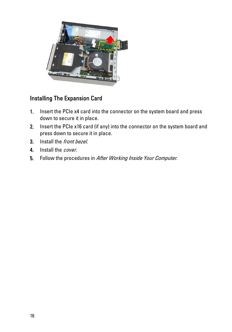 Installing the expansion card | Dell OptiPlex 790 (Early 2011) User Manual | Page 16 / 96