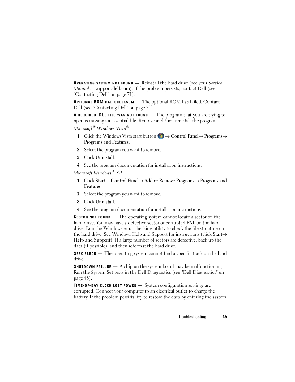 Dell Vostro 420 (Late 2008) User Manual | Page 45 / 76