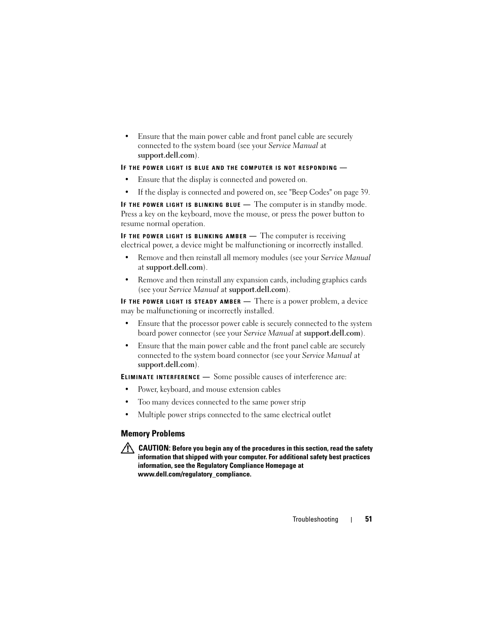 Memory problems | Dell Vostro 420 (Late 2008) User Manual | Page 51 / 76
