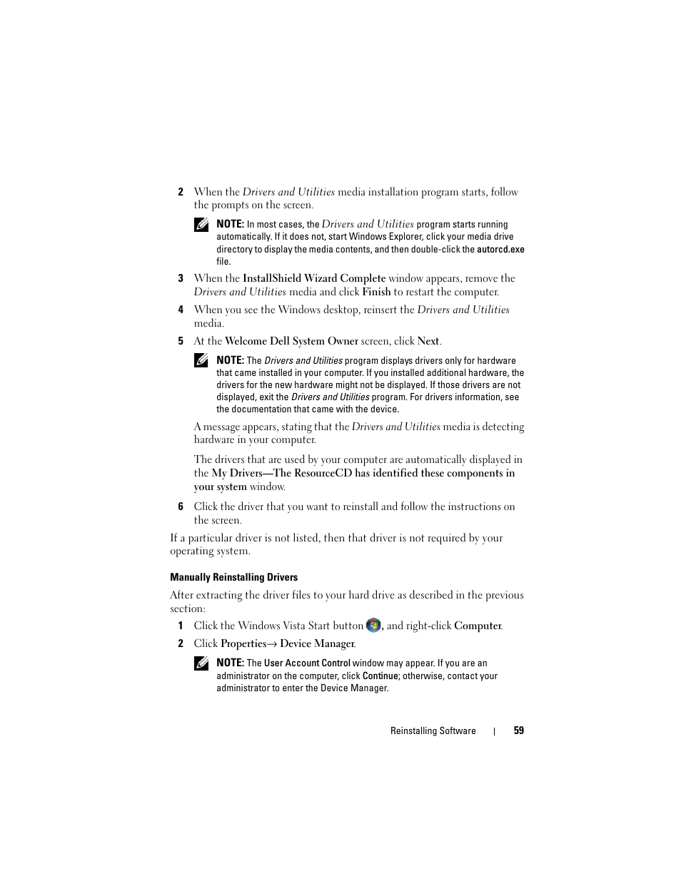 Dell Vostro 420 (Late 2008) User Manual | Page 59 / 76